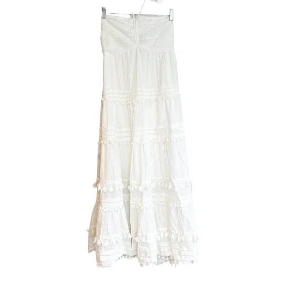 INTERMIX BEACHCLUB Lydia Halter Pompom Organic Cotton Maxi Dress Size L NWOT - Picture 10 of 10